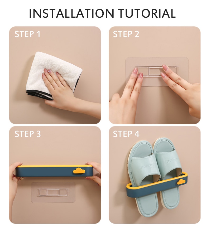 Salle de bain porte-chaussons gain de place sans pâte étagère de rangement de chaussures pâte étagère à chaussures salle de bain mural pantoufles étagère porte-serviettes