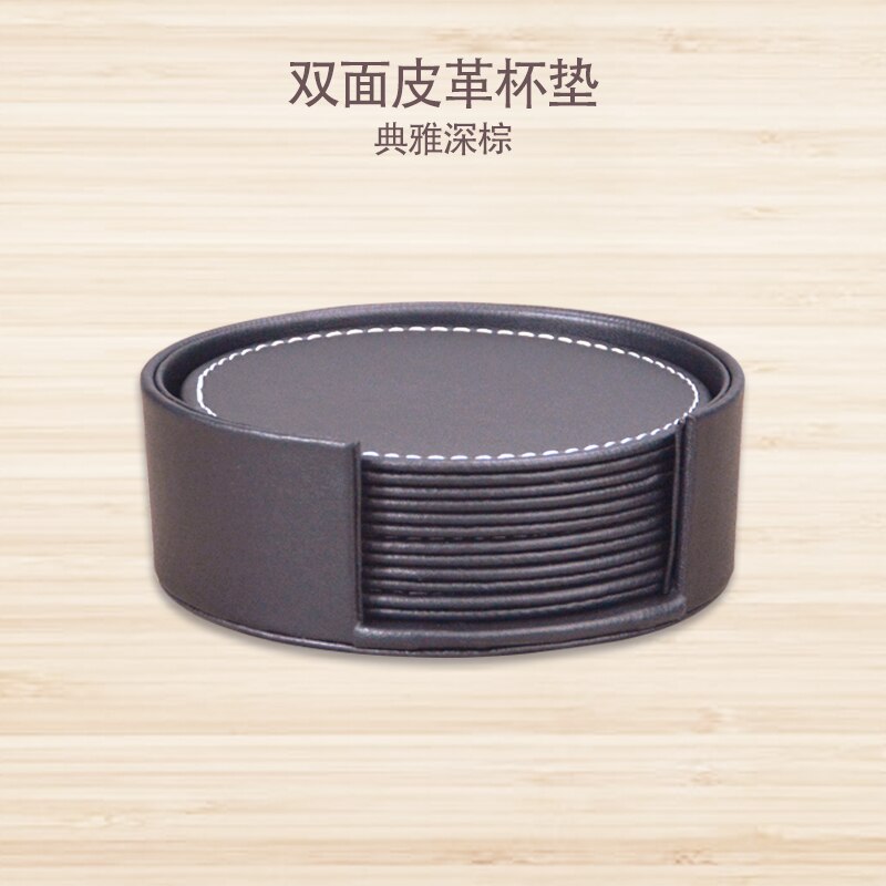 Pitebo 6 Stks/set Pu Innovatieve Ronde Lederen Thee Coaster Geïsoleerde Coaster Europese Stijl Thee Schotel Waterdicht Koffie Pad: P06062