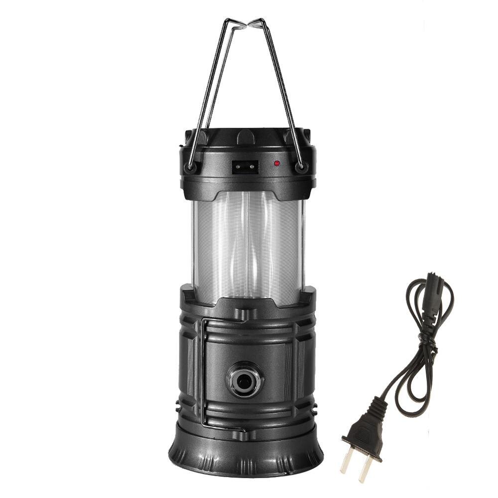 VKTECH, luz LED retráctil portátil alimentada por energía Solar, tienda de campaña 3 en 1, lámpara de efecto de llama Flexible, linterna de exterior, linterna: US-Black