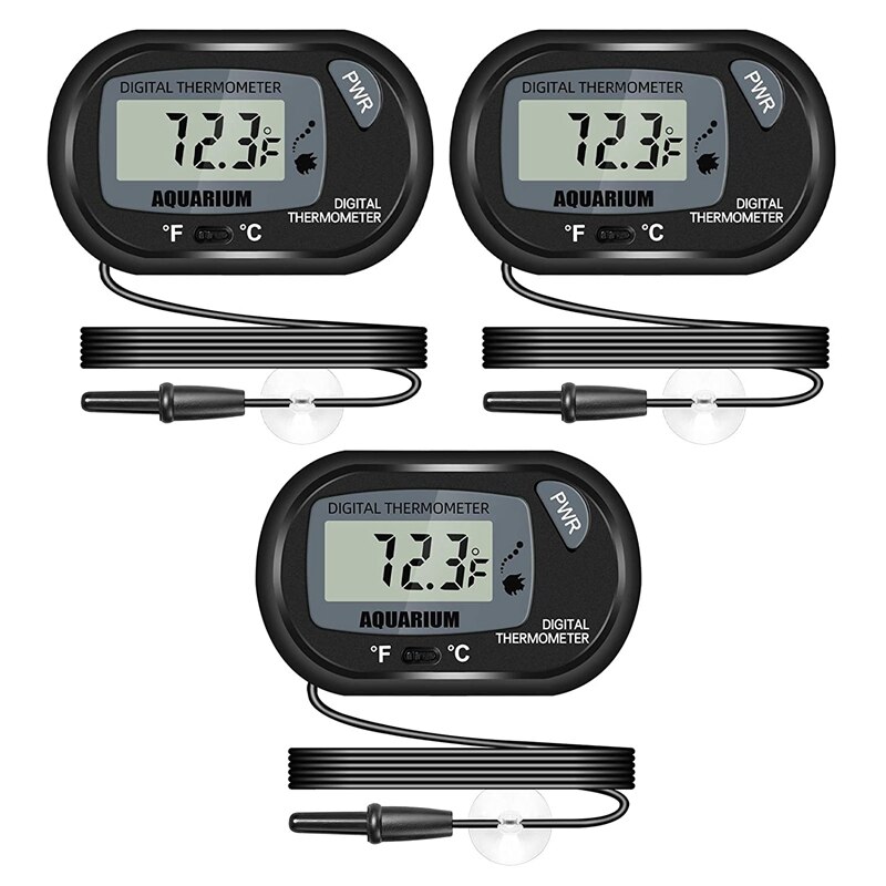 Digital Aquarium Fish Tank Thermometer Terrarium Water Temperature Gauge with Waterproof Sensor Probe: Default Title