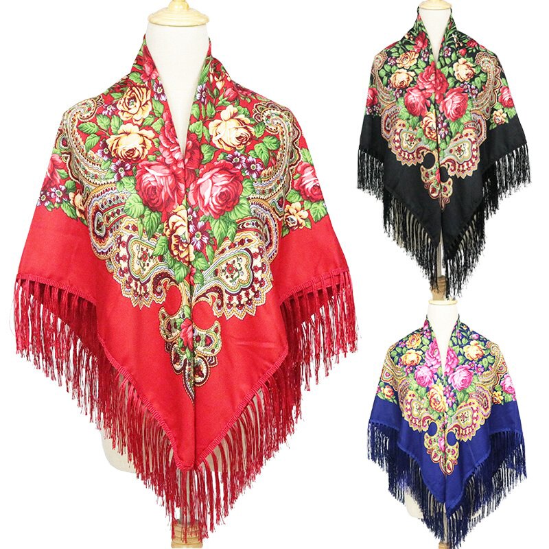 Suda – châle de Style russe, grande taille, en coton, grande écharpe carrée, romantique, National