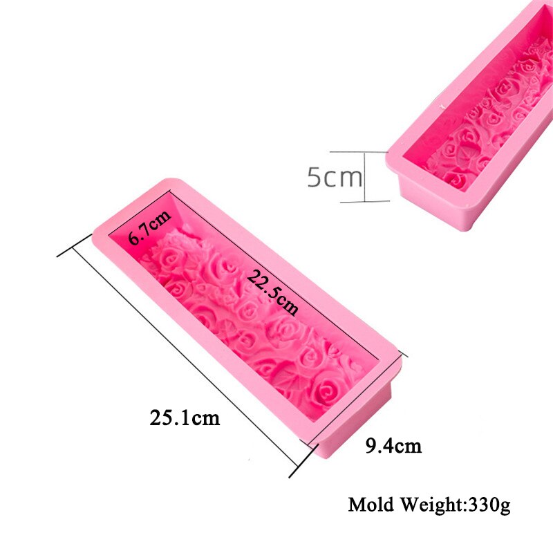 Rechthoek Rose Bloem Siliconen Zeep Mallen Diy Toast Brood Lade Mold Handgemaakte Zeep Maken Gereedschap Fondant Cake Bakvorm