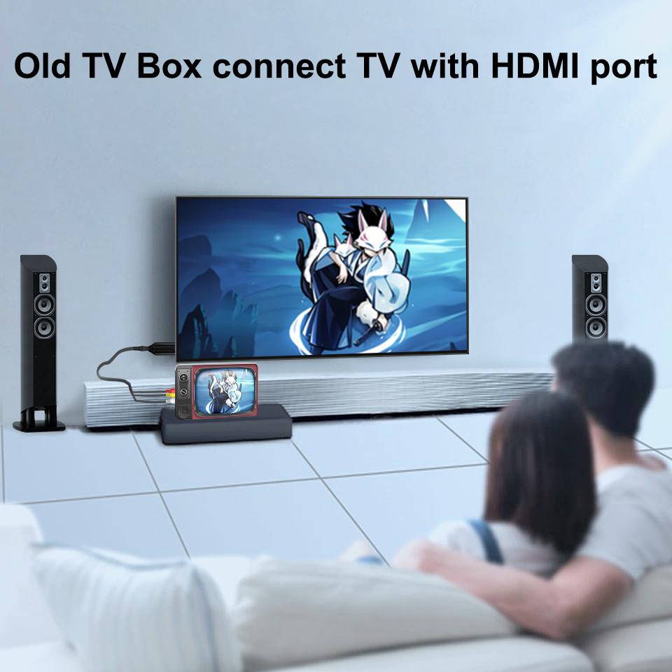 RCA AV/CVSB L/R Video to HDMI-compatible AV Scaler Adapter HD Video Converter Box 1080P Support NTSC PAL