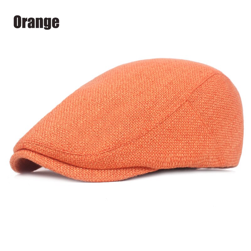 Roxcober Mannen Vrouwen Katoen Linnen Baretten Sombrero Hombre Outdoor Reizen Effen Gatsby Cap Klimop Hoed Driving Flat Cabbie Krantenjongenspet: Orange