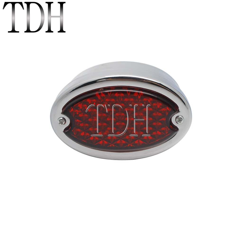 Luz LED cromada para motocicleta tipo Cafe Racer, luz trasera de freno, para matrícula de Harley, Shovelhead, Chopper, Bobber, Softail