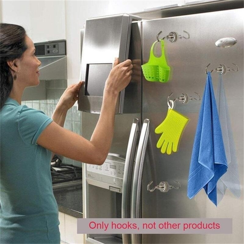 4 Stuks Sterke Magnetische Haken Zware Muur Haken Hanger Sleutel Opknoping Hanger Voor Thuis Keuken Kledingkast Organisatie 10mm