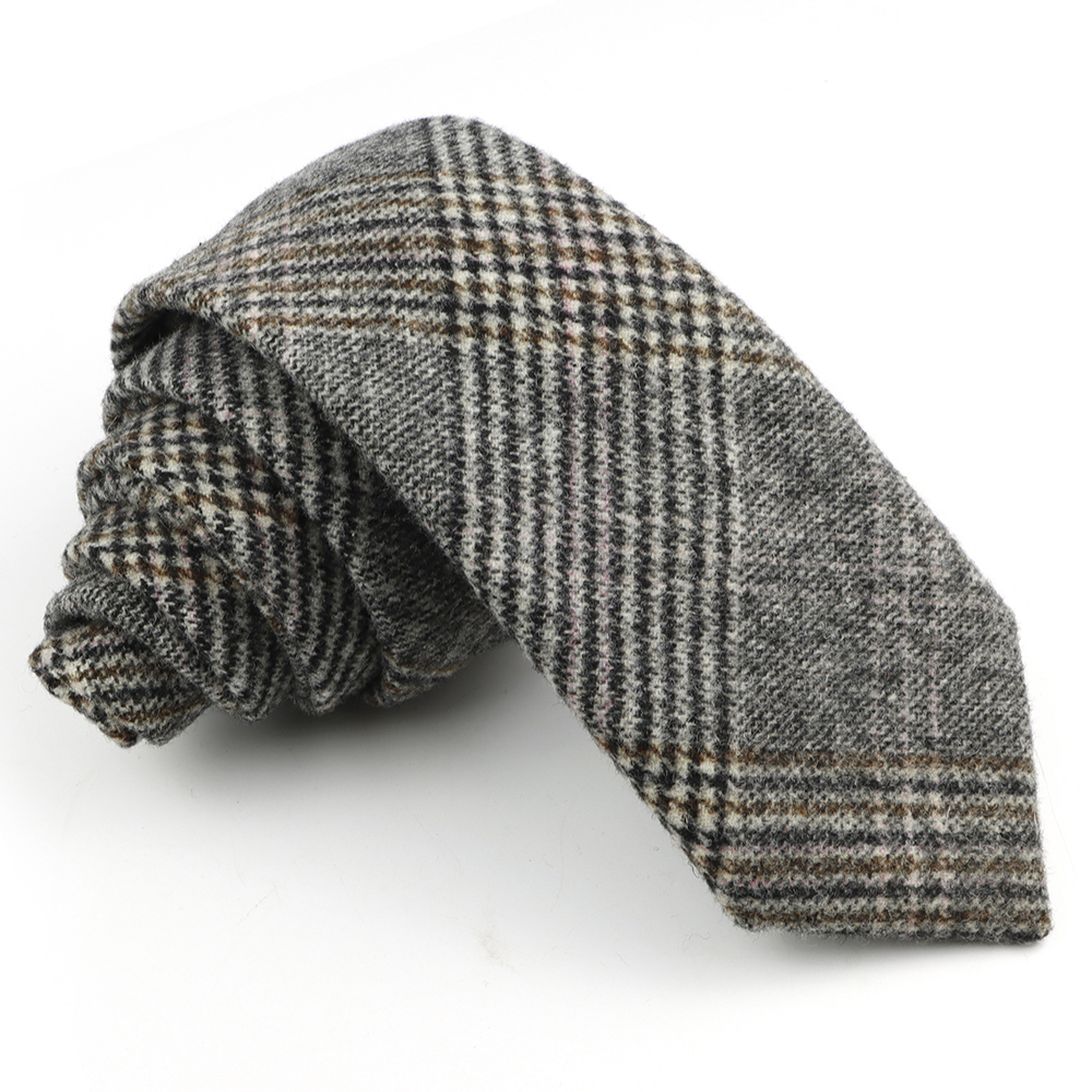 Cravate élégante en laine pour hommes, faite à la main, rayée, couleur kaki, col en coton, pour mariage, fête d'affaires, costume, chemise, accessoire: Orange