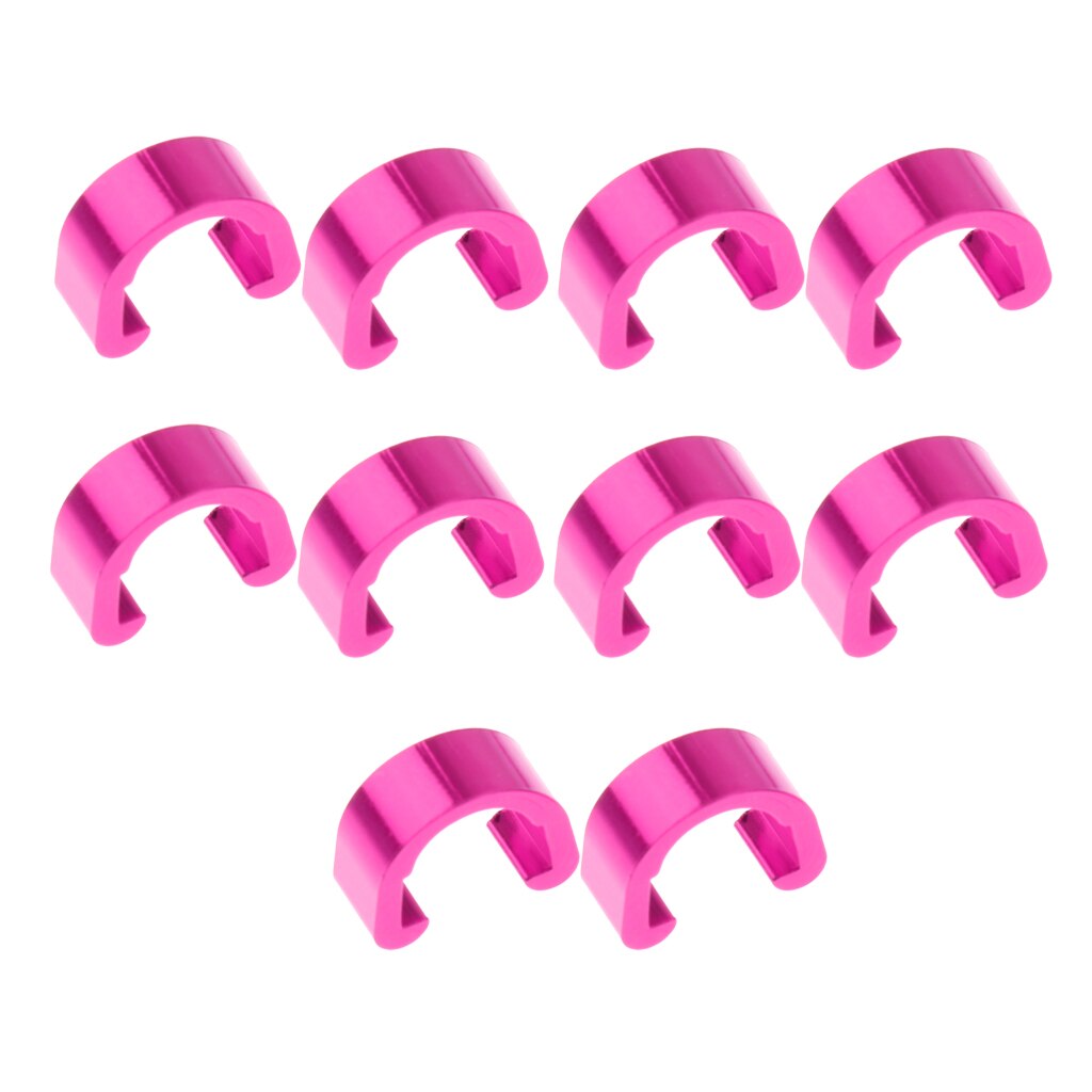 10Pcs Aluminium Bike Bicycle Brake Cable C Clip Buckle Housing Hose Guide C-: Purple