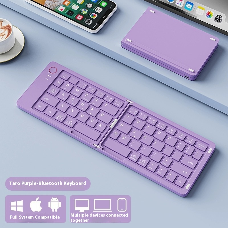 Faltbare bluetooth-tastatur in macaron-farbe, kabellose, tragbare Mini-bluetooth-tastatur mit langer akkulaufzeit, büro-tastatur für pc und Laptop: Zinn