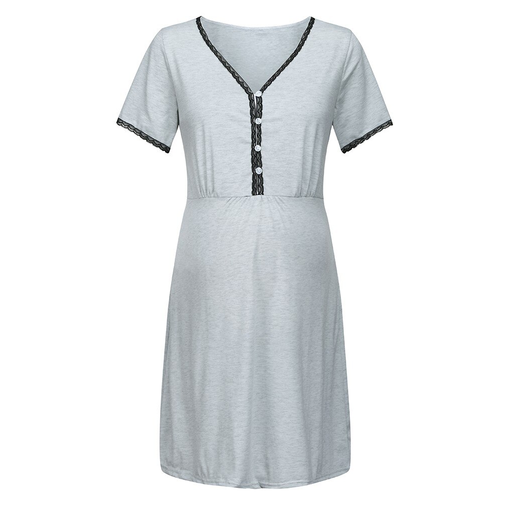Schwangerschaft Patchwork Pflege Kleider Kleidung V-ausschnitt frauen Mutterschaft Kurzarm Kleid Stillen Nachthemden Kleidung