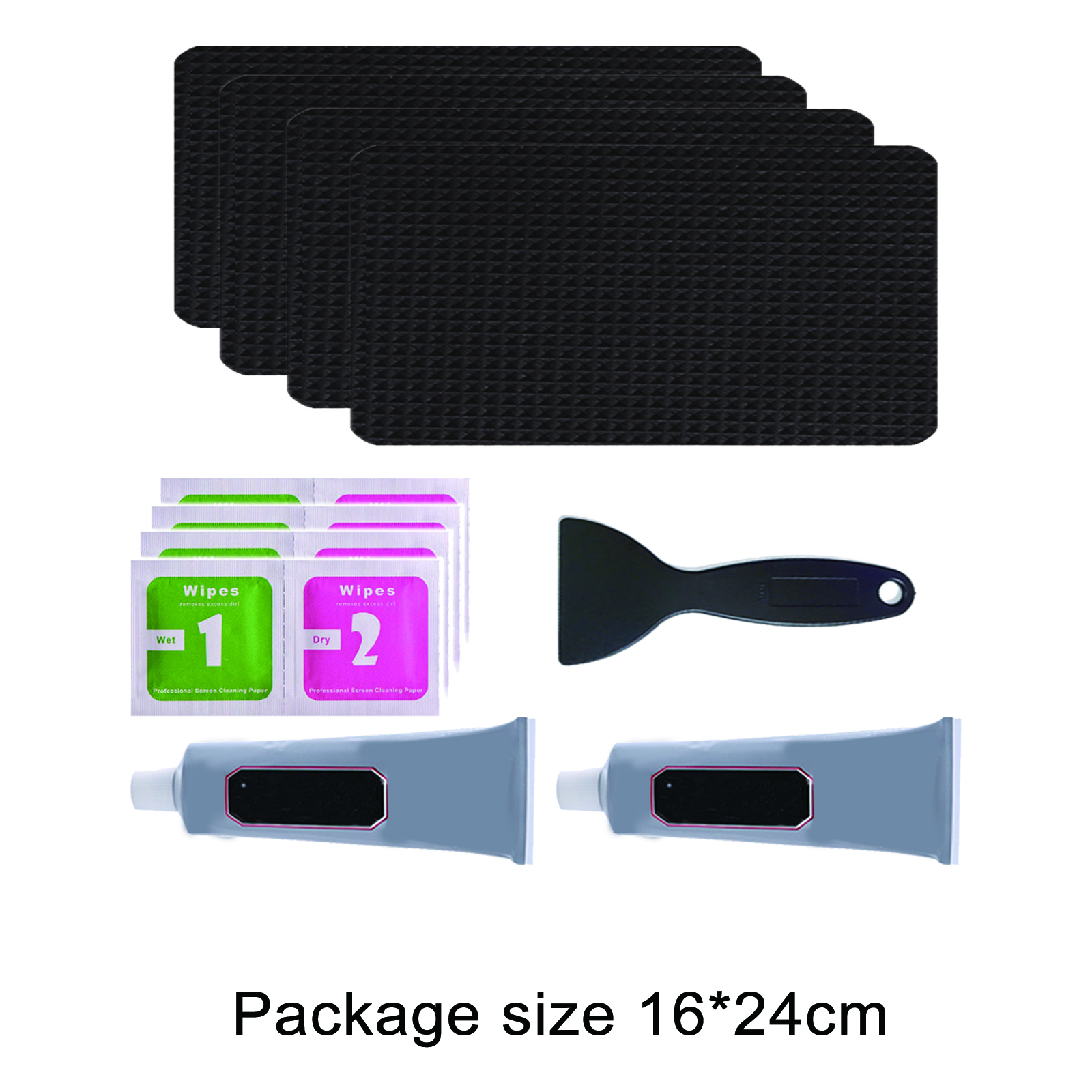 Trampoline Repair Kit with Glue Fixing Parts Trampoline Mat Tear Accessories Replacement Rectangular Repair Patches 16cmx24cm