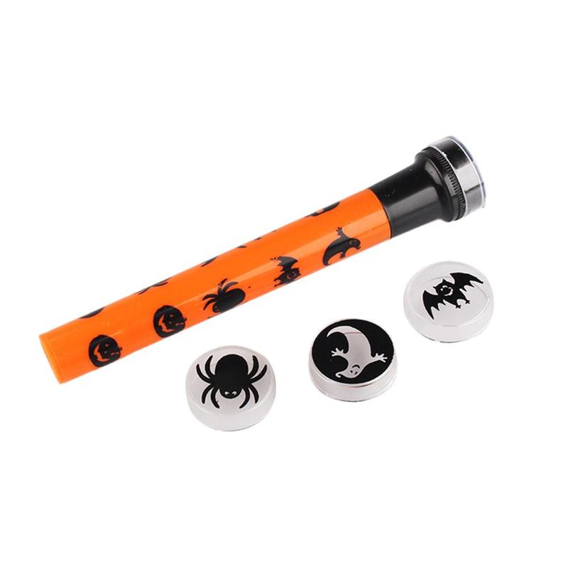 Kids Cartoon Projector Zaklamp Pompoen Led Lichtgevende Pompoen Lamp Speelgoed Met 5 Verschillende Lenzen Halloween Party Speelgoed
