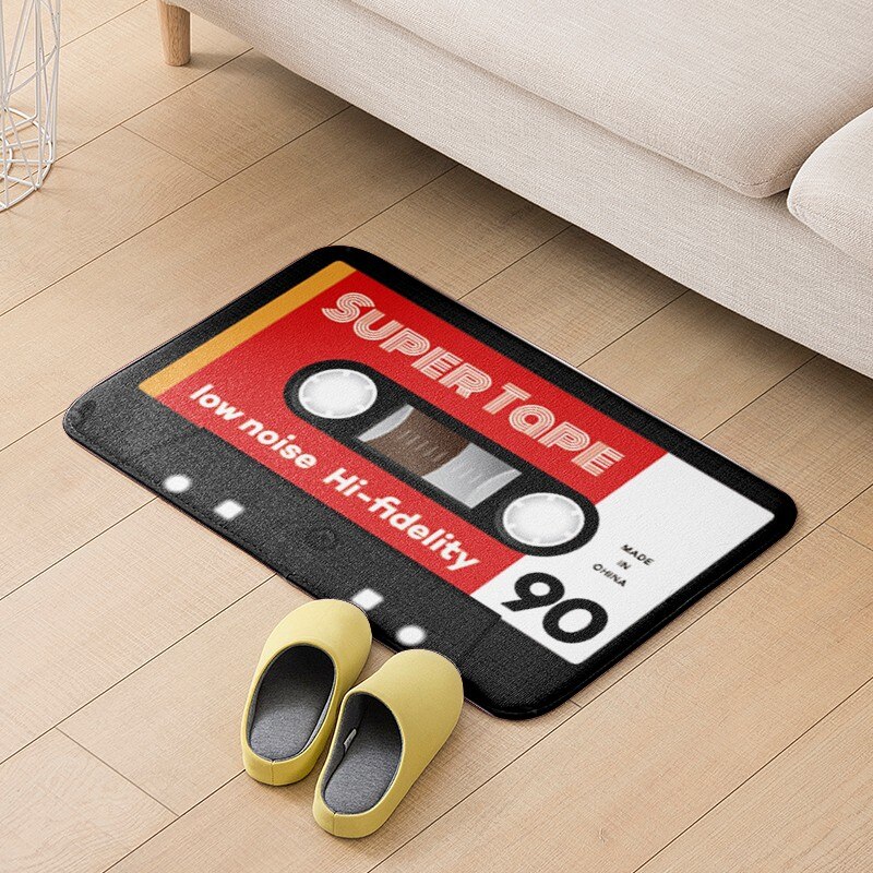 Felpudo antideslizante con cinta musical para decoración de puerta, Alfombra de franela gruesa con patrón de tendencia de Hip-hop, para baño y sala de estar: style5