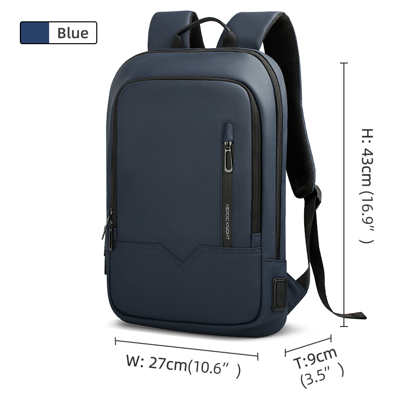 Heróico cavaleiro masculino mochila de negócios fino à prova dwaterproof água 14 "bolsa para portátil leve faculdade mochila moda feminina preto: Azul