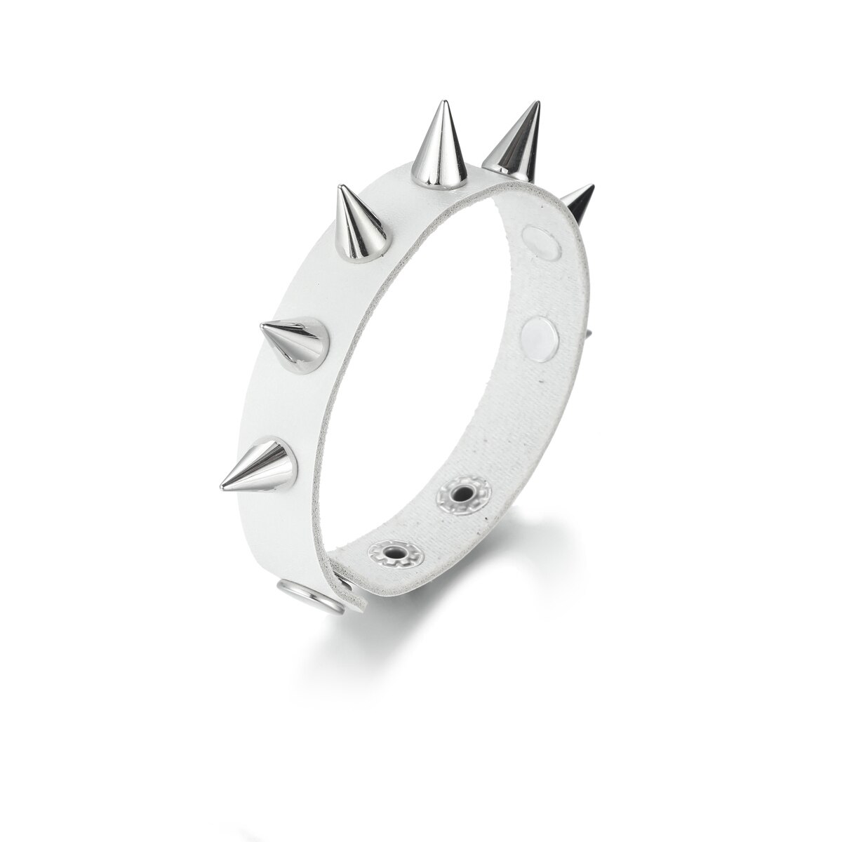 Imitación cuero Punk pulsera para hombres y mujeres con pinchos brazalete Goth joyería Cosplay Emo Ropa Accesorios: white
