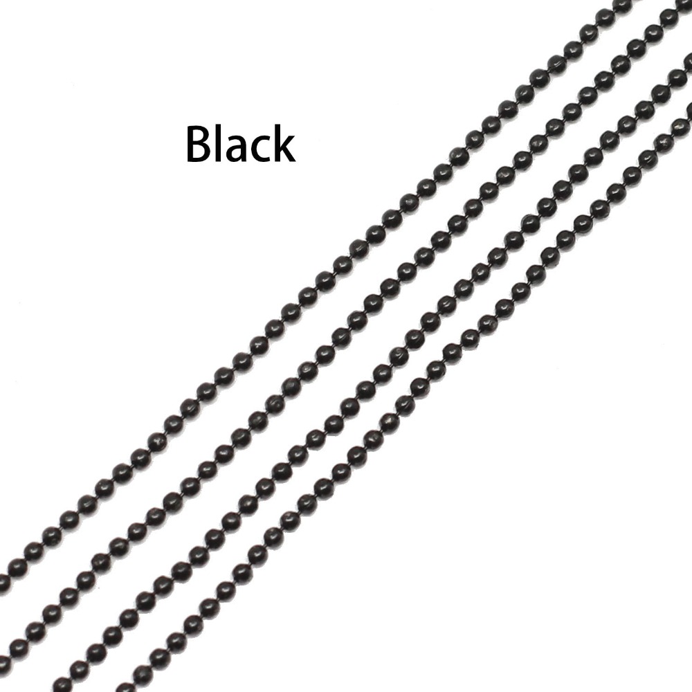 5 m/lote de cadenas de cuentas de bolas de Metal de Color dorado, negro y bronce, 1,2 1,5, 2mm para collares DIY, accesorios para hacer joyas