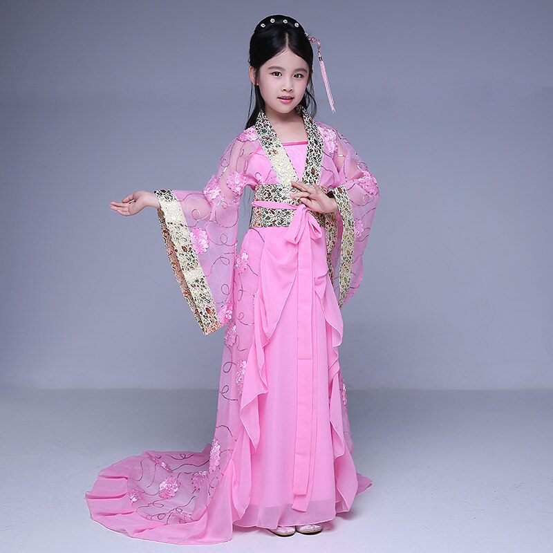 Kinderen Kant Tailed Prinses Cosplay Kostuum Meisje Tang Koninklijke Prinses Dans Kostuum Kinderen Hanfu Jurk Chinese Folk Kostuum 89