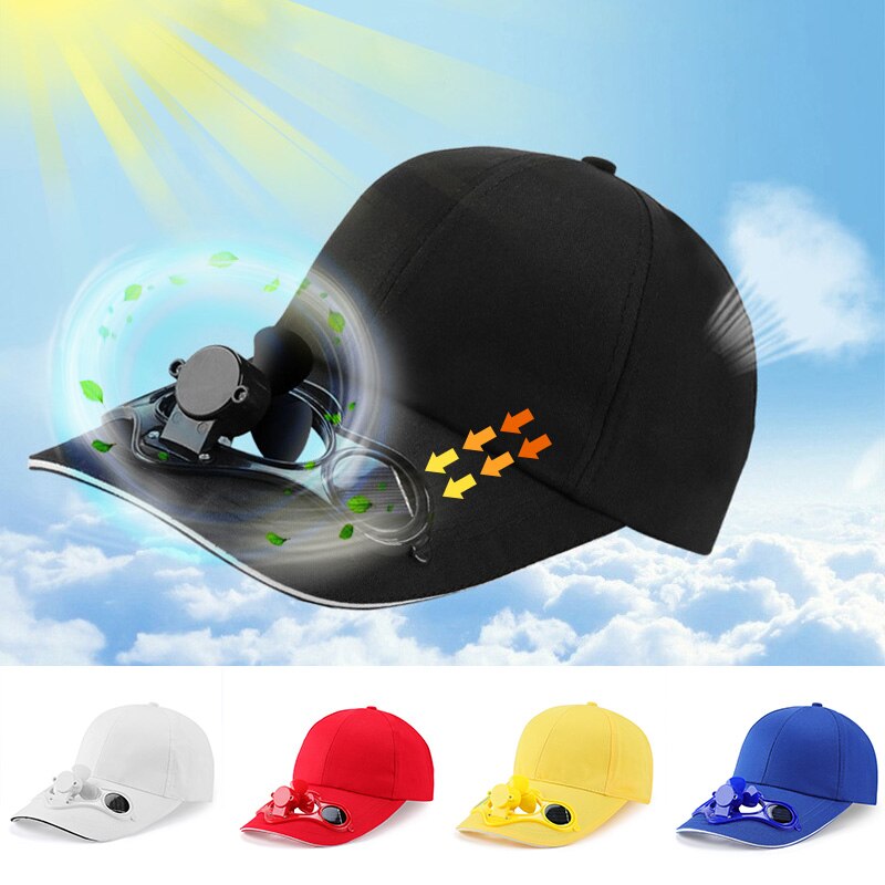 Sunscreen Solar Powered Fan Hat Summer Outdoor Sport Hats Sun Protection Cap With Solar Cool Fan Bicycling Climbing Baseball Cap