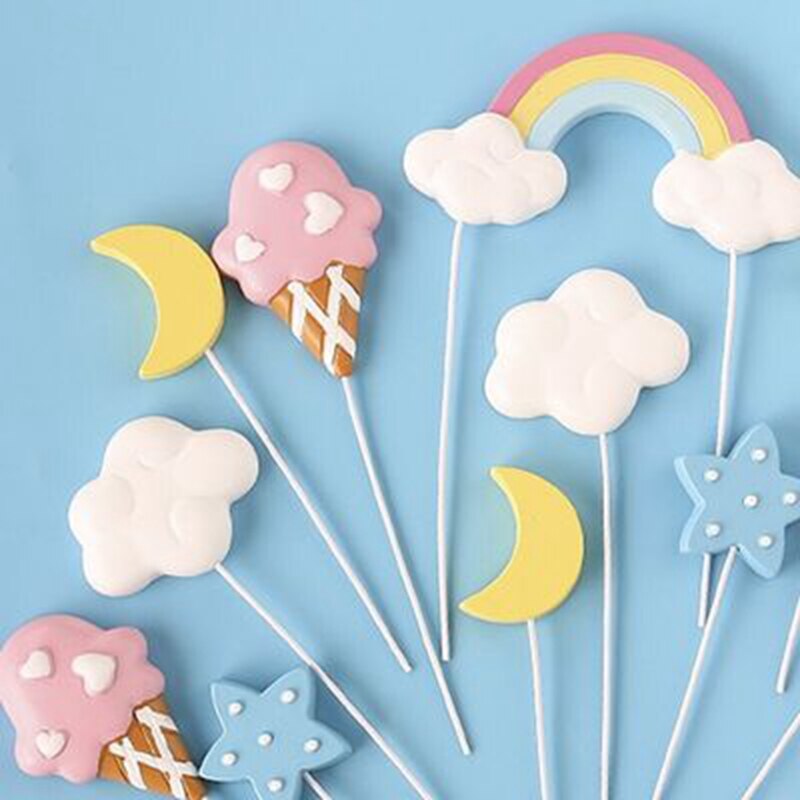 Rainbow Cake Topper One 1st Birthday Party Unicorn Brithday Party Baby Shower Girl Boys Lollipop Ice Cream Birthday Party Decor