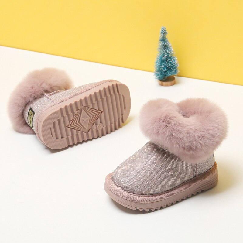 #39 für mädchen, warme, rutschfeste Baby- und kleinkinderschuhe aus baumwolle, kinderstiefel mit kaninchenfellmuster #39 0-1-3- #39