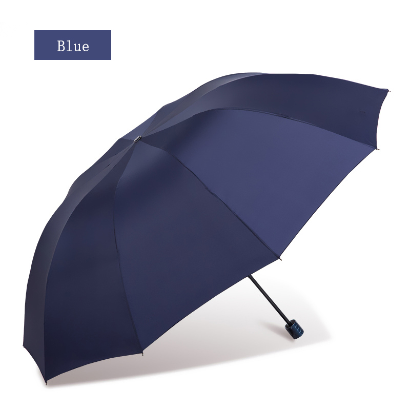 Como la lluvia gran familia paraguas lluvia mujeres grandes exterior paraguas plegable de hombres fuertes doble paraguas UBY28: Azul