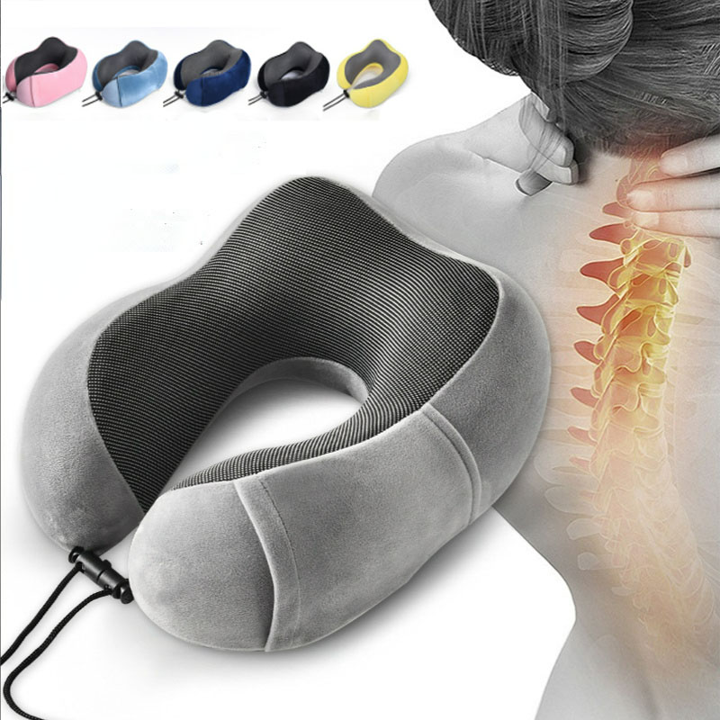 Car U Shaped Memory Foam Neck Pillows Soft Slow Rebound Space Travel Pillow Solid Neck Cervical Healthcare Bedding Neck Holder