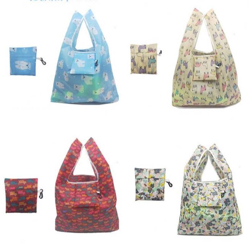 Tre stiler eco shopping bag sammenleggbar gjenbrukbar tote folding pose praktisk stor kapasitet oppbevaringsposer