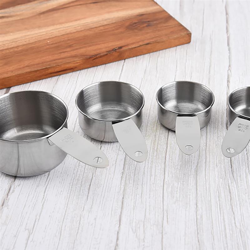 4pcs Measuring Cups And Measuring Spoon Scoop Stainless Steel Handle Kitchen Measuring Tool Measuring Cups And Spoons Set