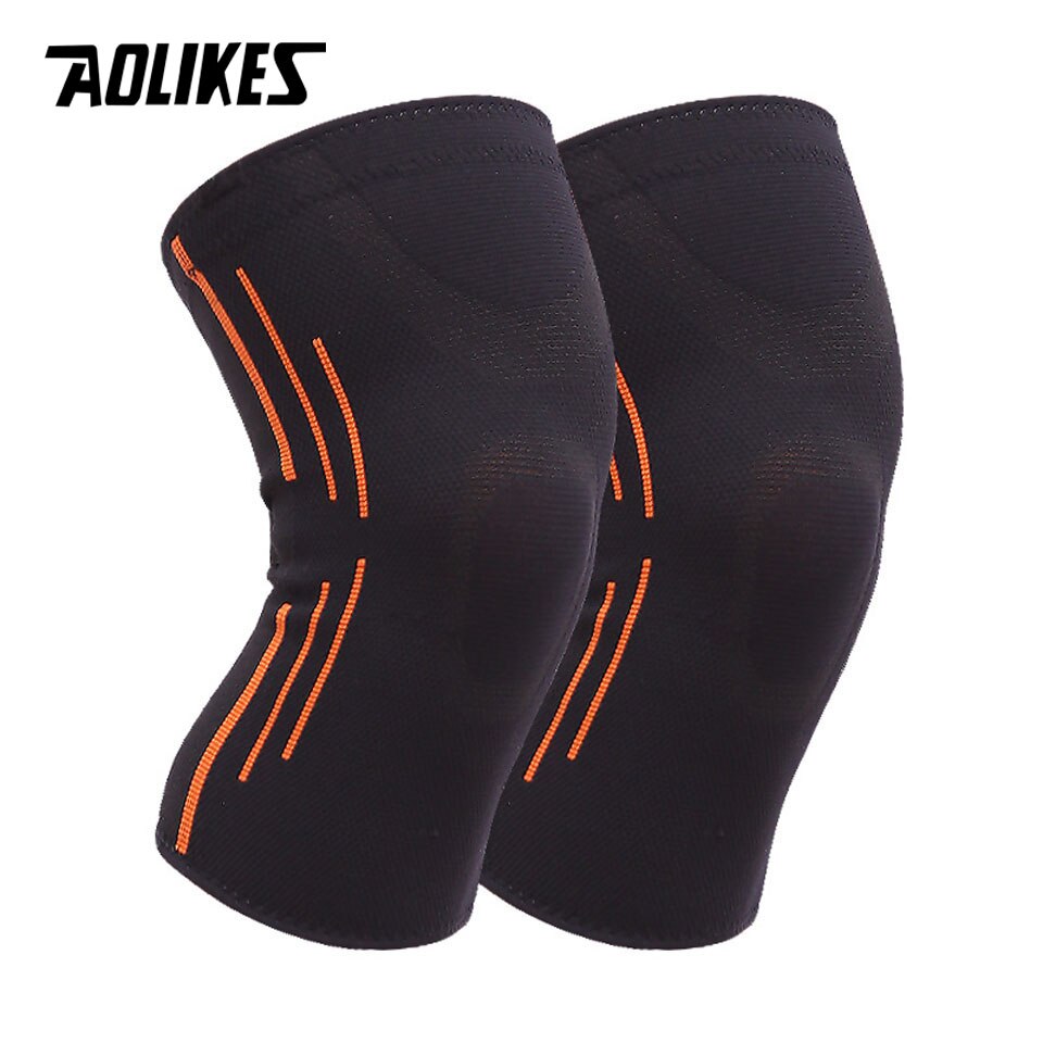 Aolikes 1 pari urheilu turvallisuus jalkapallo polvisuoja koripallo polvisuojat urheilutarvike joustava polvisuoja polvituki: Musta / M