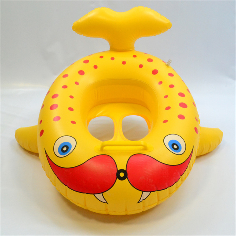 Baby Kids Seat Float Summer Outdoor Beach Pool Inflatable Cartoon Shark Whale Dolphin Swimming Seat Float Boat Water Fun Toys: Yellow