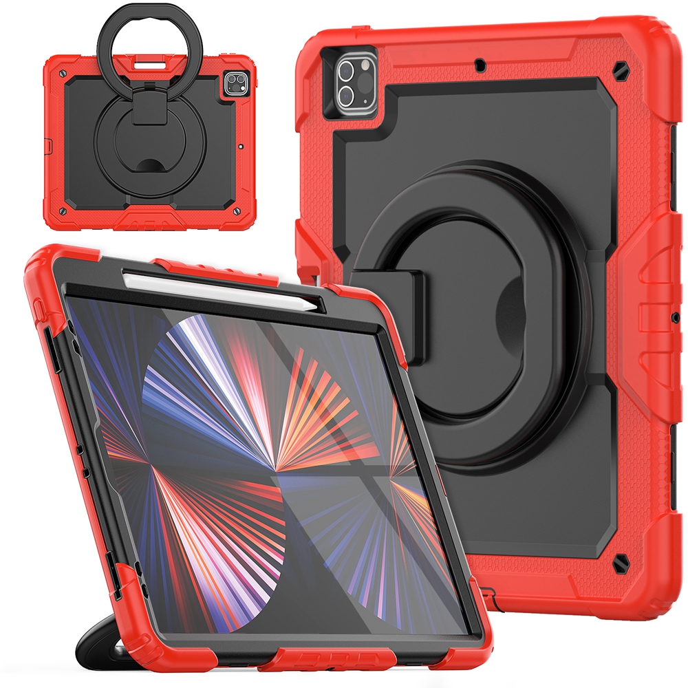 Voor apple ipad pro 12.9 inch a2378 a2229 a1876 case kids schokbestendige trekring schouderband standaard tablet hoes: 4 / Rood
