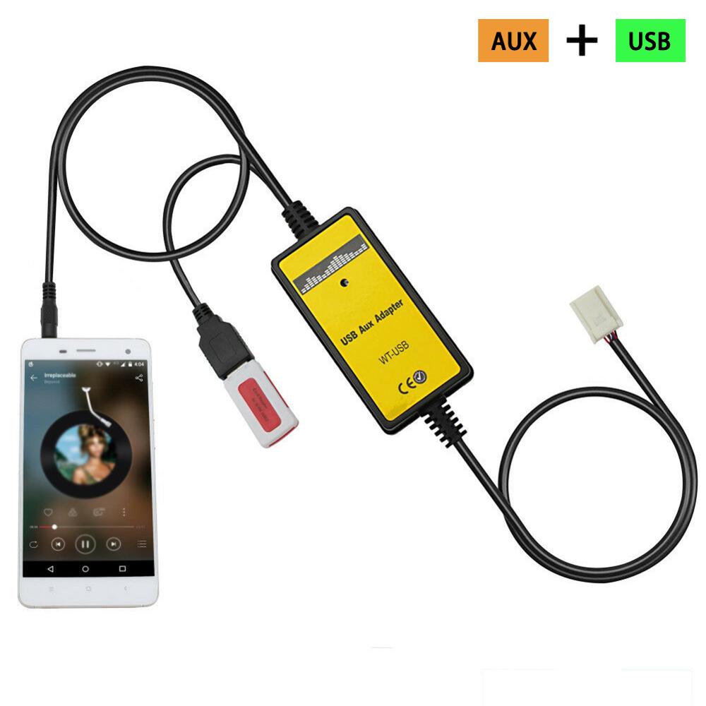 Car MP3 Player Radio Aux & USB In Input Adapter For Toyota Camry Lexus Series 6+6pin Radio USB MP3 Interface CD Changer Adapter