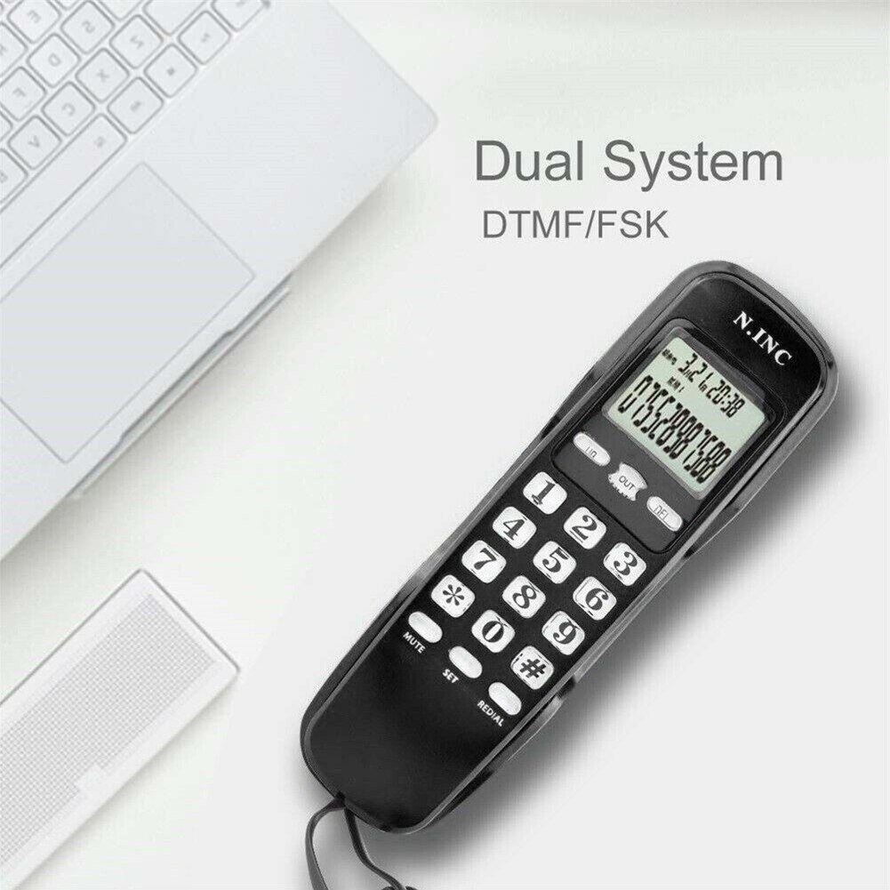 Call Memory LCD Display Wall Mounted FSK DTMF Callback Landline Home Office Corded Telephone Hotel Caller ID Ringtone Adjustment