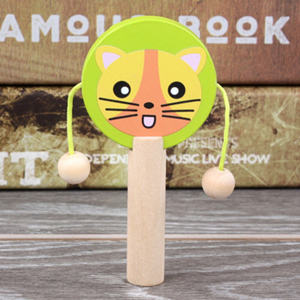FrüHenne schule freundlicher holz welle trommel Traditionelle holz spielzeug holz welle trommel trommel glocken Baby musik spielzeug: Katze