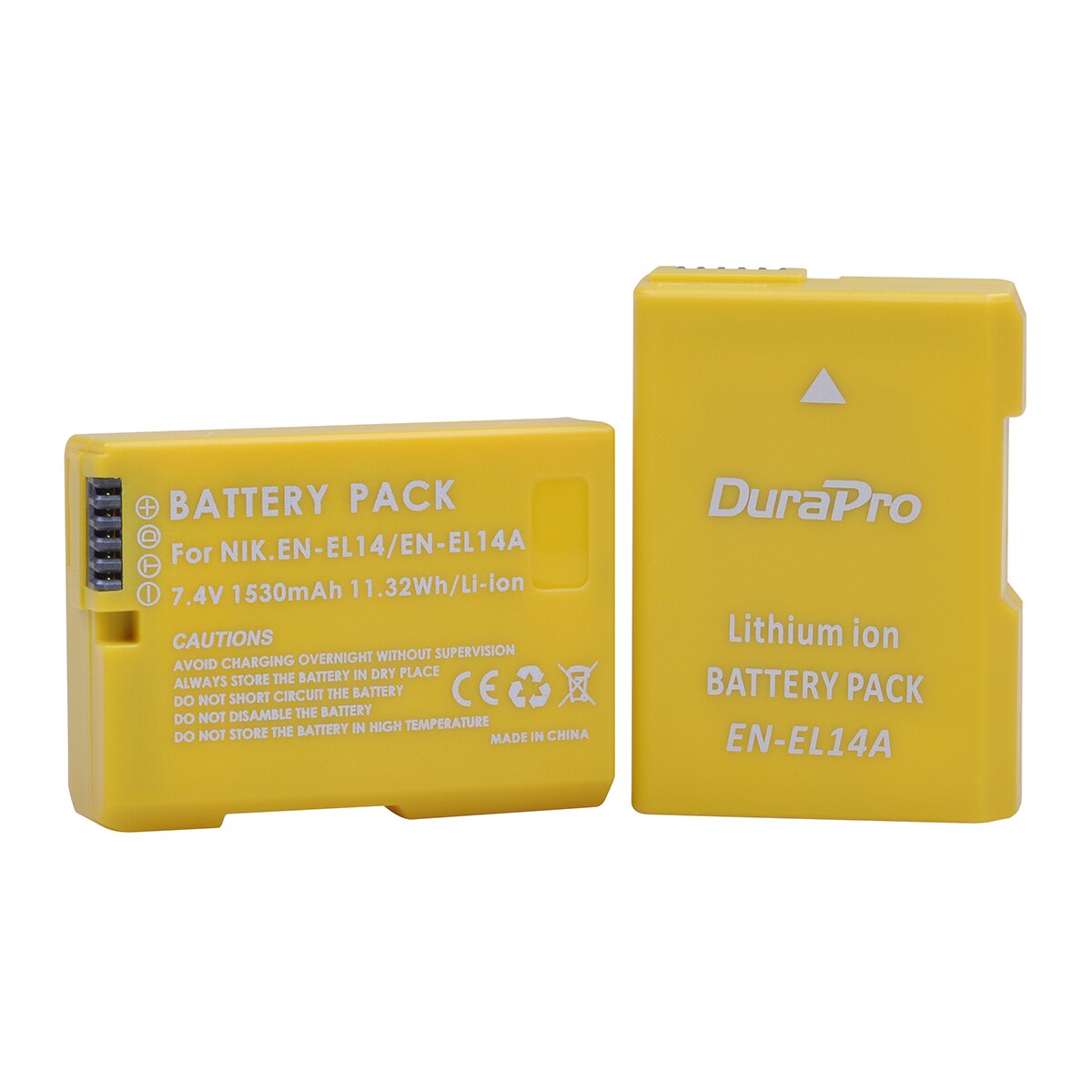 Gult batteri en -el14 en-el14a til nikon en  el14 el14a,  dslr  d5300 d5600 d3300 d5200 d3200 d5100 d5500 coolpix  p7000 p7100: 2x batterier