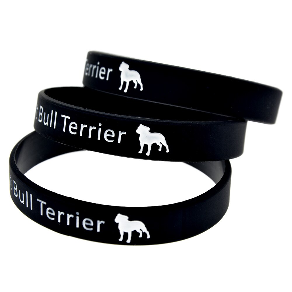 OBH – Bracelet en caoutchouc de Silicone noir, 1 pièce, I Love My Pit Bull Terrier