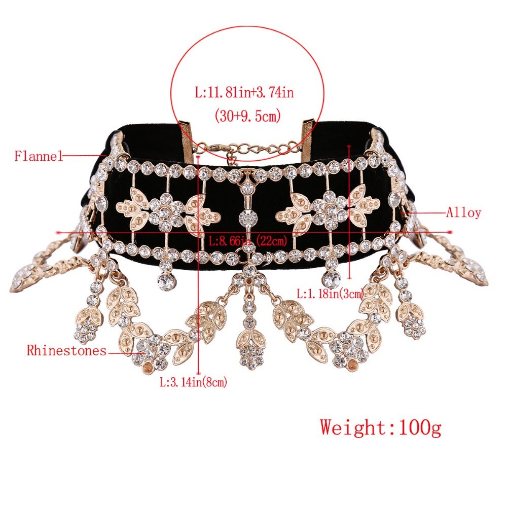 Lace Up Luxury Statement Necklace Big Rhinestone Choker maxi crystal necklace Ribbon Collier Femme Jewelry Collares