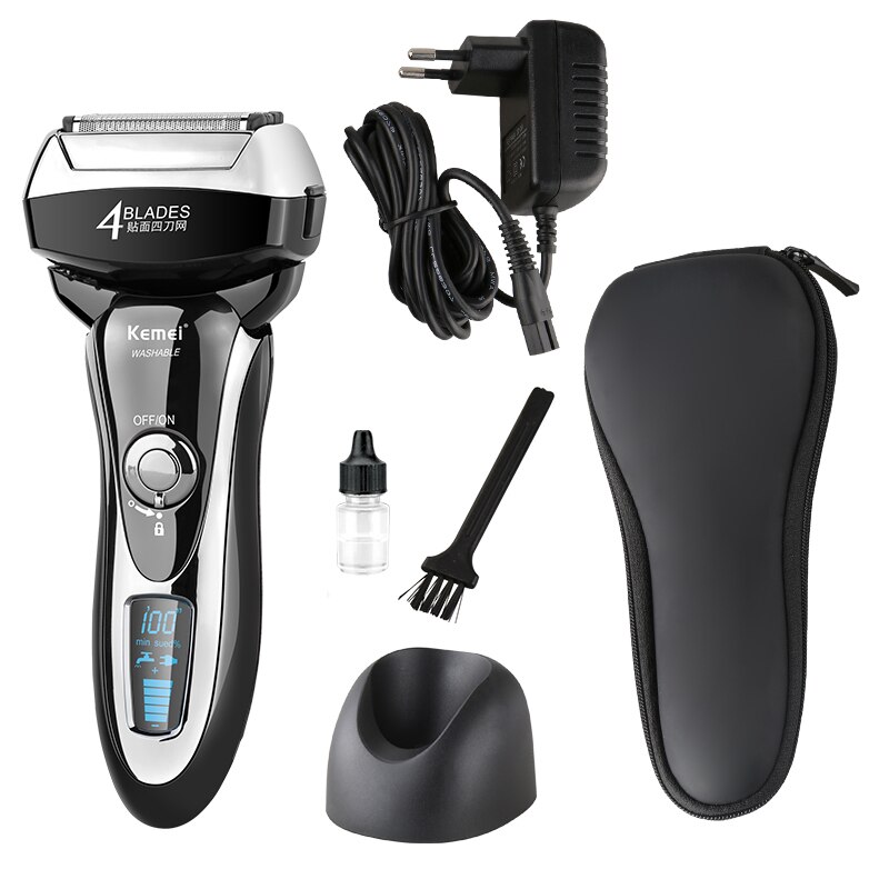 Kemei KM-5568 Wasbare 4 Blade Reciprocating Elektrisch Scheerapparaat Mannen Baard Scheermes Gezichtsverzorging Machine Professionele Scheerapparaat Scheerapparaat Trimmer