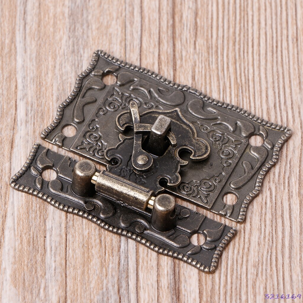 Pestillo de estilo Vintage de 55mm x 47mm, caja de madera, cerrojo, baúl con cierre, tono Bronce Antiguo