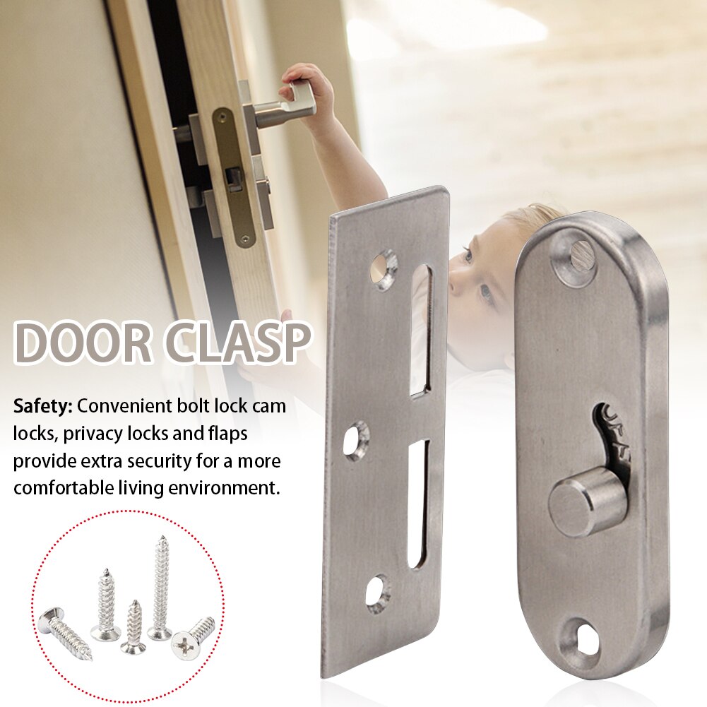 Bolt Sliding Bedroom Home High Security Barn Door Lock 90 Degree Anti Theft Buckle Stainless Steel Hotel Right Angle Curved