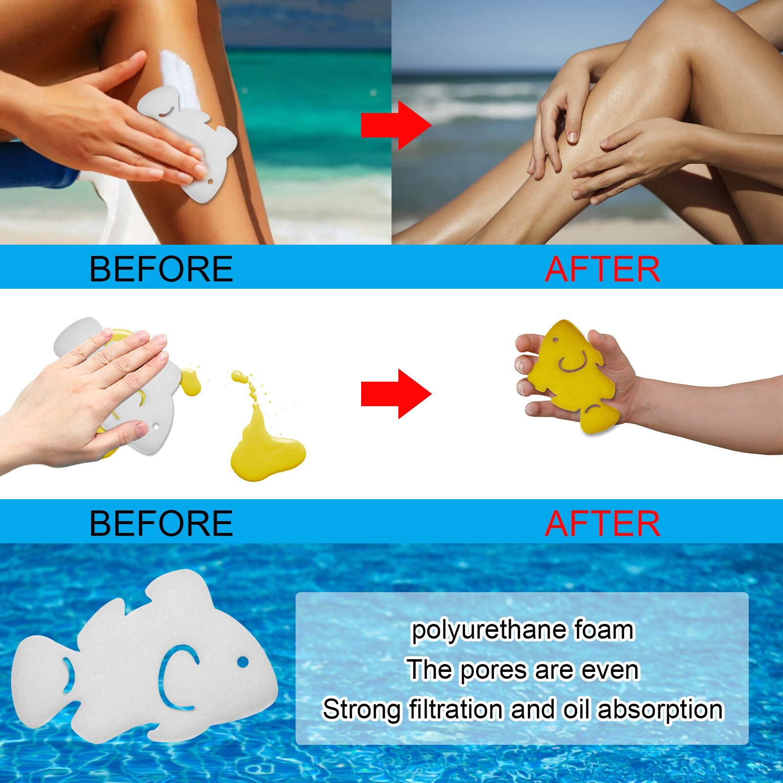 Esponja absorbente de aceite, esponjas flotantes para bañera de hidromasaje y piscina