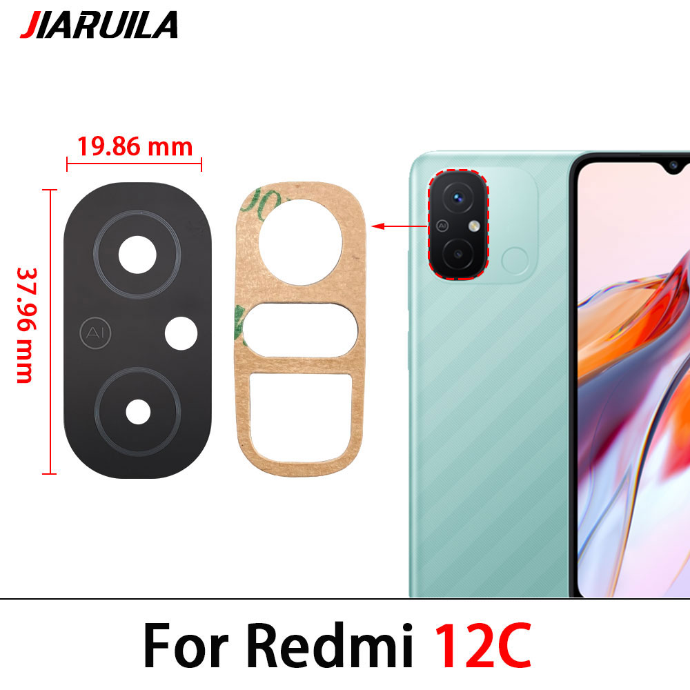 2 uds, nueva lente de cristal de cámara trasera probada con pegatina para Xiaomi Redmi 12C 9T 9C 9A 6 6A 7 7A 8 8A 9 Note 10 Pro 10S: Morado