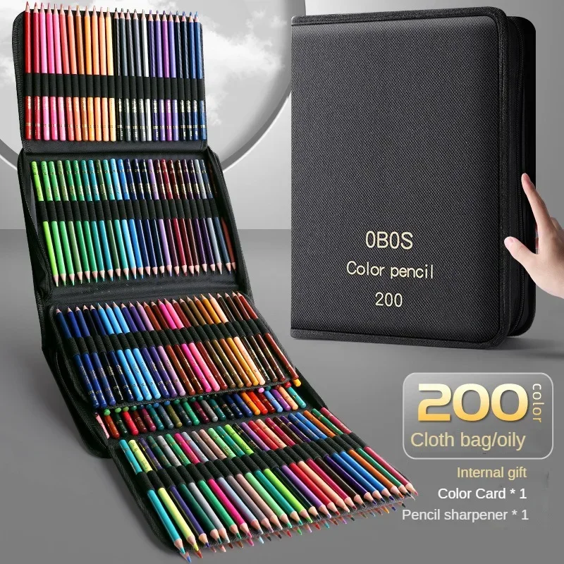 Lápices de colores de acuarela al óleo profesionales, 48/72/120/150/200 colores, con estuche, juego de dibujo de plomo, suministros escolares de arte, papelería: Gris oscuro