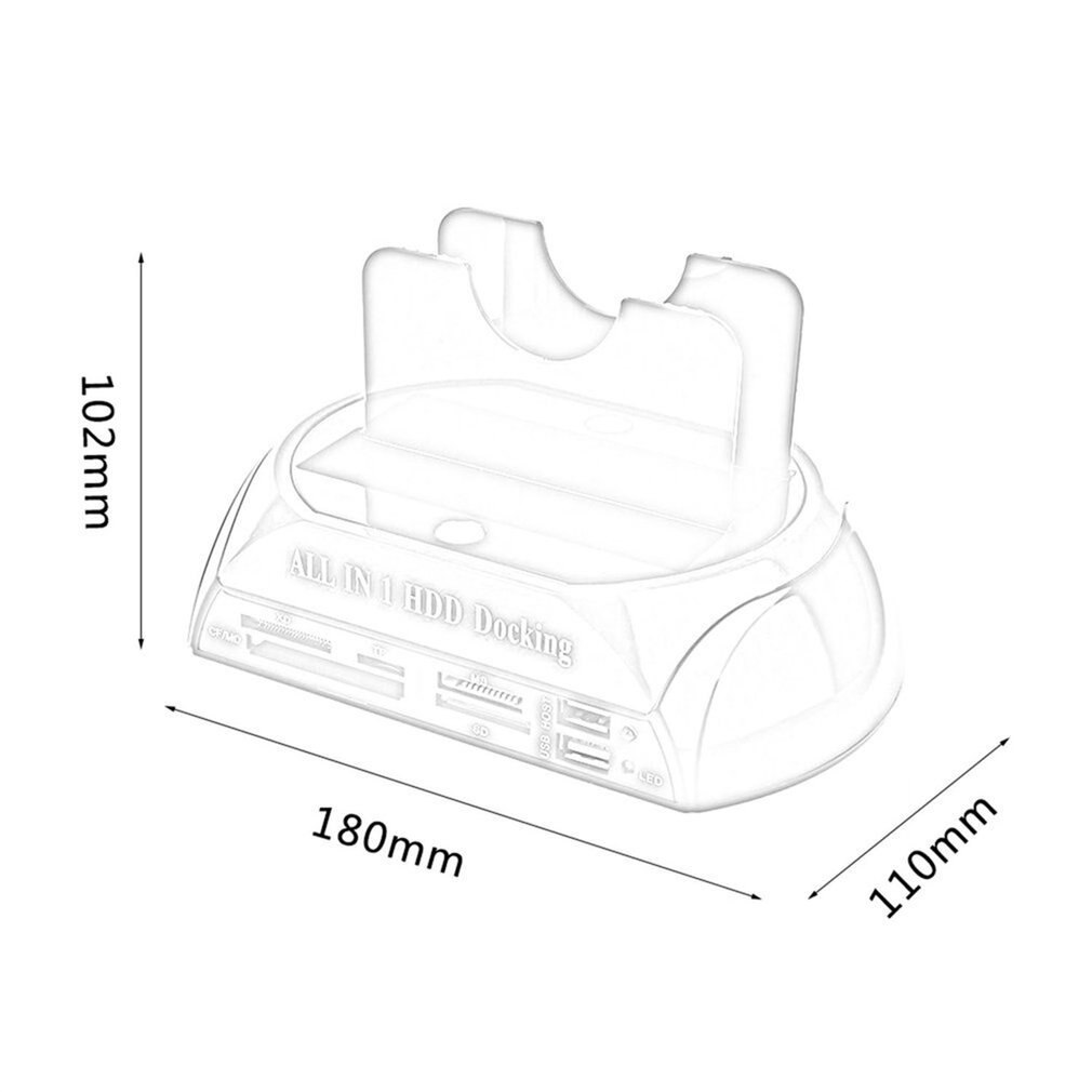Multifunctioneel hdd-dockingstation, dubbele usb 2.0, 2.5/ 3.5 inch ide sata externe hdd-box, harde schijfbehuizing, kaartlezer