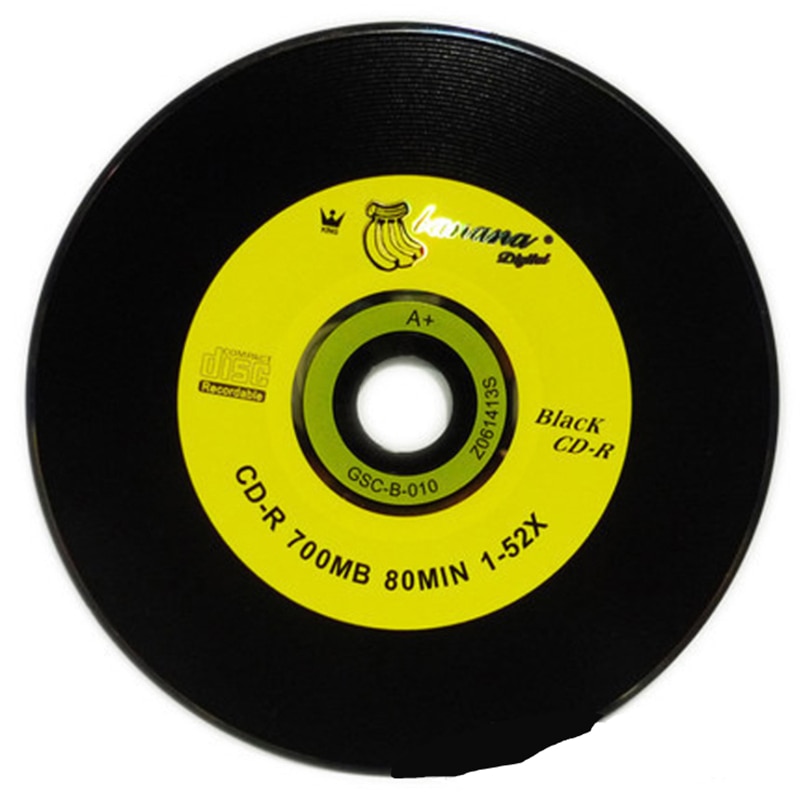 50pcs/lot Blank DJ Black Printed CD Drives CD-R Disks Bluray 700MB 80min 52X Branded Recordable Media Disc Spindle Write