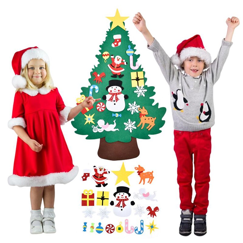 Bricolage feutre arbre de noël nouvel an enfants jouets arbre artificiel tenture murale ornements décoration de noël pour la maison