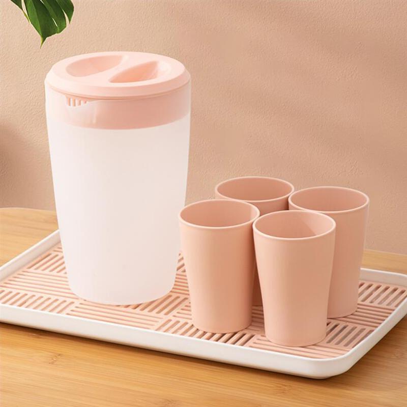 1pc Heat-Resistant Cold Water Bottle Water Jug With Handle Juice Pitcher Jug Household Plastic Cold Water Bottle