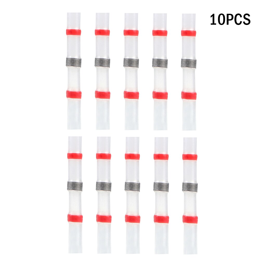 10/50Pcs Solder Ring Heat Shrinkable Terminal Mixed Heat Shrink Connector Terminal Block Welding Solder Seal Sleeve Waterproof: Red 10pcs