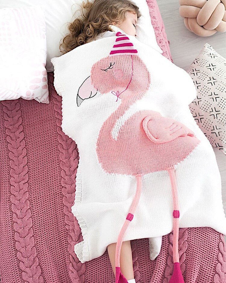 INS Sweet Flamingo coperta bambini coperta lavorata a maglia scialle da spiaggia Baby Holding coperta fotografia puntelli decorazione Mat