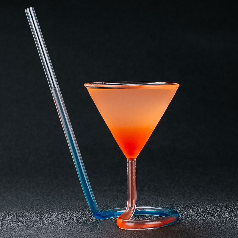 Screw Spiral Straw Molecule Cocktail Glass Bar Party Triangle Goblet Martini Champagne Coupes Vaso Wine Glasses Charms